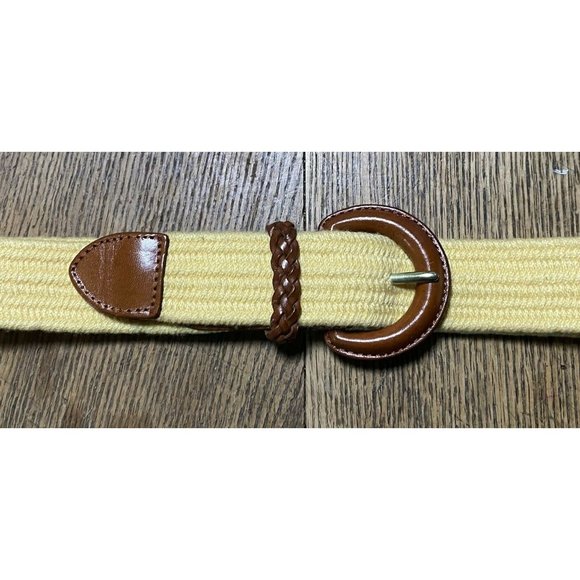 Talbots Vintage Belt Yellow Braided Woven Stretch - Picture 5 of 5